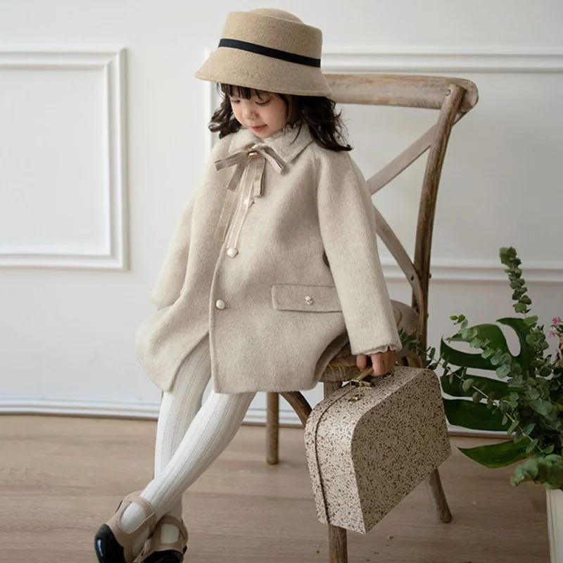 Girls Woolen Cotton Coat Jacket Winter Autumn Teenager Children's Clothing