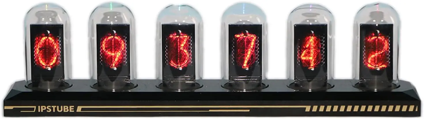 Nixie Tube Clock Glow Tube Clock IPS Color Screen Digital Clock DIY Analog Digital Tube Desktop Digital Clock Gift GRAY  