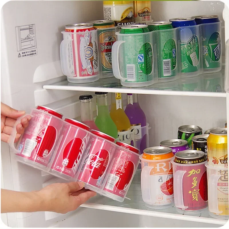 1PC Kitchen Refrigerator Storage Box Refrigerated Soda Drink Storage Rack Can Organizer Hand-held Cans Kitchen Storage Box 6