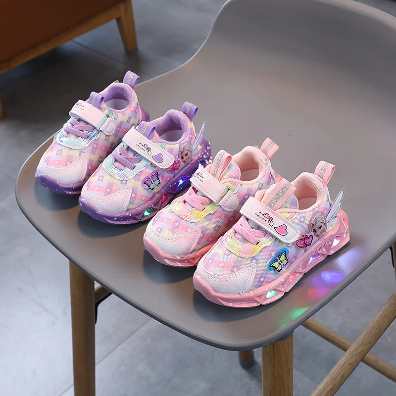 

Детские кроссовки со светодиодной подсветкой, дышащие, для начинающих ходить принцесс, светящиеся ботинки для мальчиков и девочек