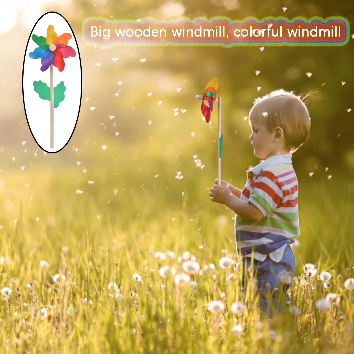 Windmill Garden Stake Wooden Handle 4pcs for Party Nursery Outdoor Decoration windmill toys garden art decor garden windmill