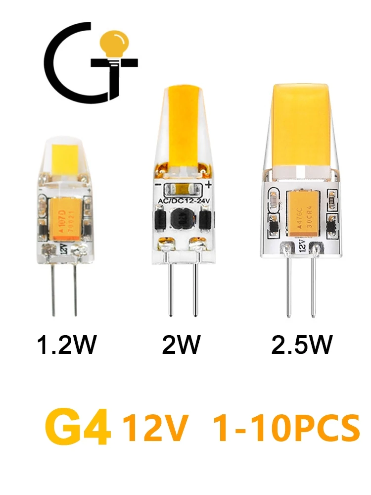 1-10PCS LED plug-in G4 Small volume AC/DC12V COB warm white light is suitable for replacing 25W halogen lamp with crystal lamp