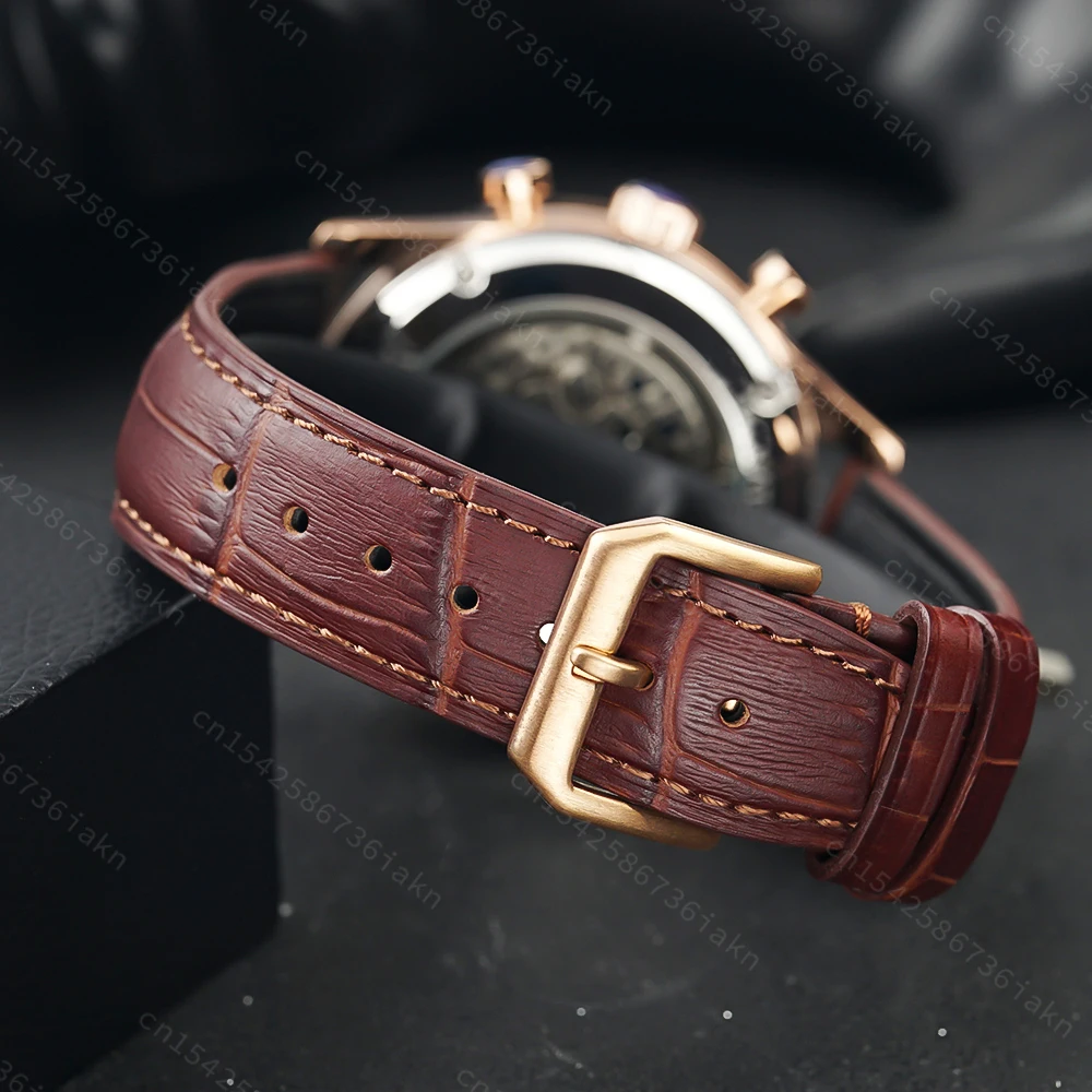 2022 Fashion New Men's Automatic Watch 44mm Sapphire Crystal Glass Stainless Steel Leather Strap Sports Leisure Waterproof