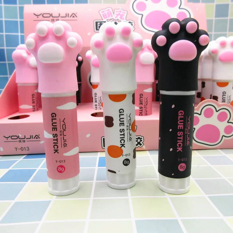 귀여운 고양이 발 솔리드 글루건 스틱, DIY 도구, 학생 수제 사무실 학교 용품, 24 개/로트