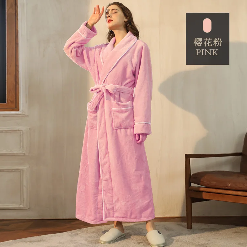 Plush Flannel Bathrobe for Women Long, Warm, Winter Night Robe 20