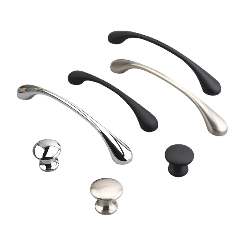 Wardrobe Handle Small Single Knob Chrome Brushed Matte Black Curve