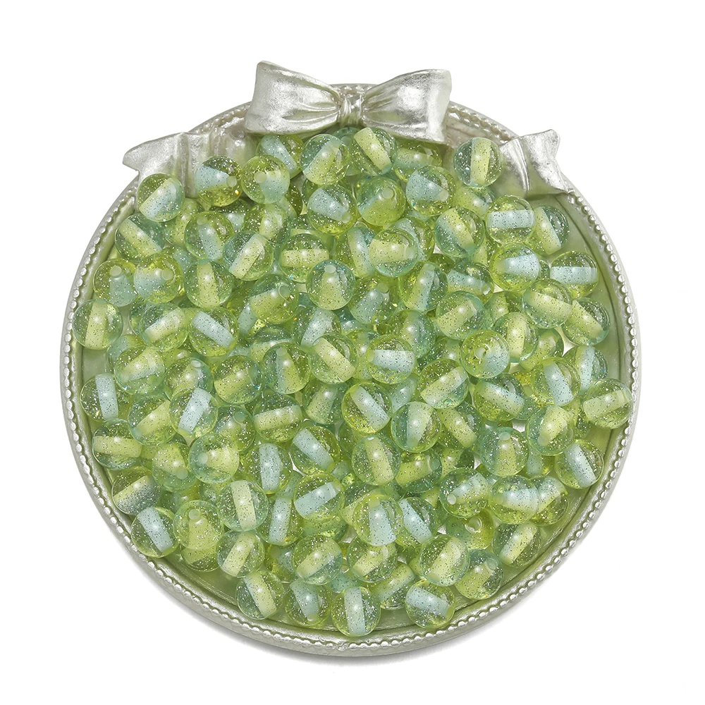 20 teile/los 8/10mm harz perlen mit glitter runde abstands halter perlen für armband halskette ohrringe schmuck herstellung zubehör liefert – Detail 6