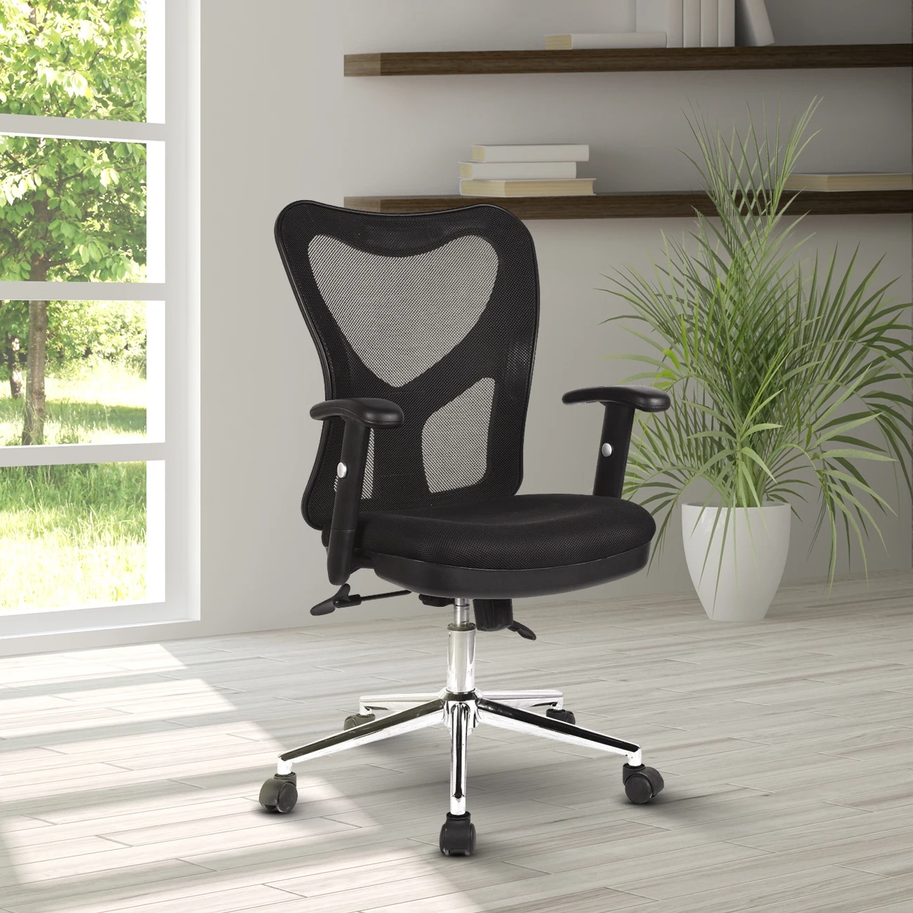 Mobili High Back Mesh Office Chair With Chrome Base, Black