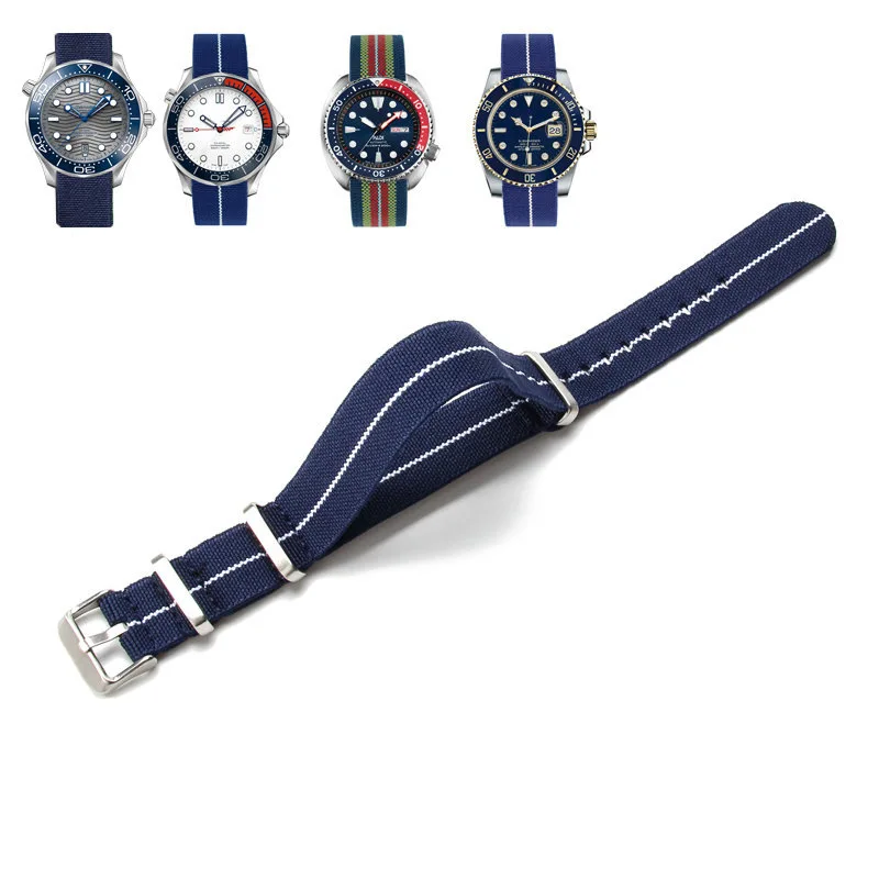 Premium NATO Nylon Watch Band - Black & Green, Sweat-Absorbent and Woven Design