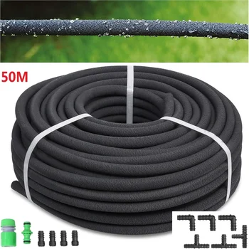 FIXKIT 50m Garden Irrigation Microporous Uniform Water Perforated Water Pipe Rubber PE Hose Buried Underground Irregular Seepage
