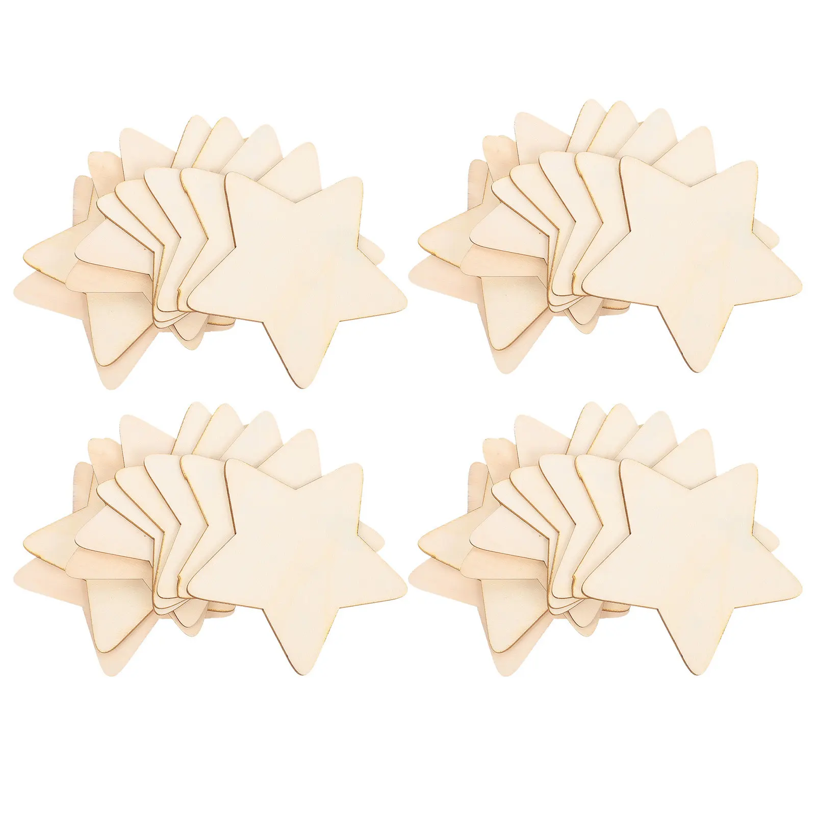 50Pcs 별 모양의 나무 칩 DIY 공예 그림 조각 안전하고 부드러운 표면 어린이 창조적 인 장식 나무 공예 액세서리