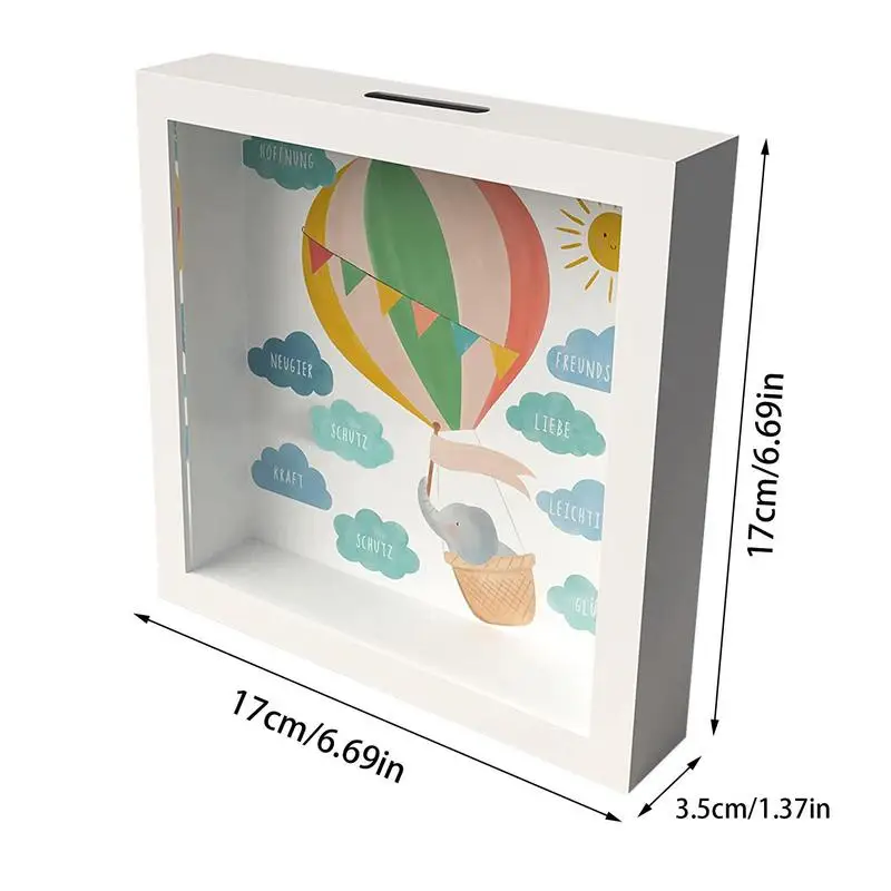 Kids Money Banks 3D Photo Frame Money Bank Hot Air Balloon Coin Saver Box Cash Protector Container For Desk Educational 6