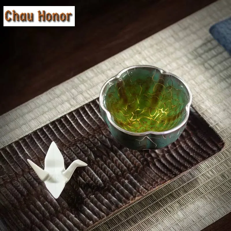 High-end Evergreen Glaze Ceramics Master Cup Handmade Household Kung Fu Teaset Tea Ceremony Accessories Drinkware Gift Packaging
