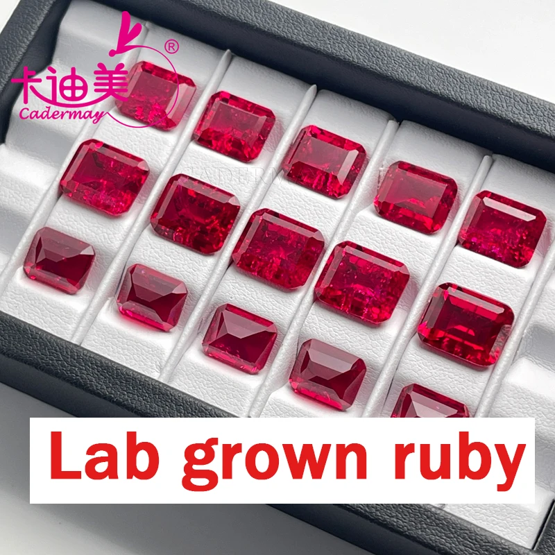 Фото Синтетический камень CADERMAY 5 # Lab, Выращенный триллион рубина, свободный камень с трещинами и включением для кольца, ожерелья, изготовление ювелирных изделий на заказ №1