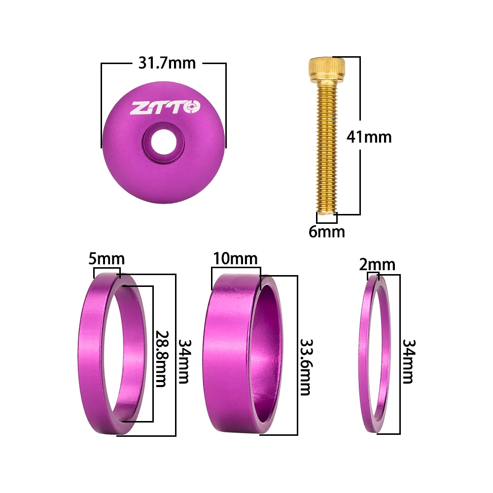 Bicycle Spacer ZTTO MTB Bike Headset Spacer Cover Suspension Top Tube Cap Screw Fork Ring 1 1/8 Inch