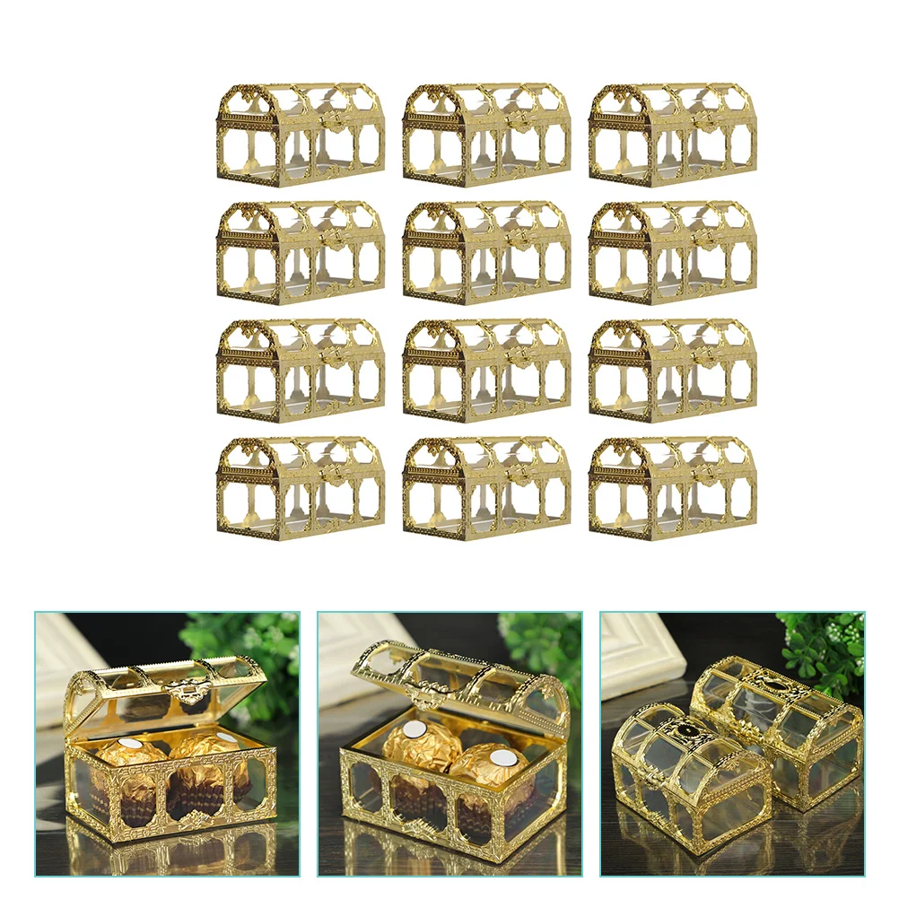 

Nuobesty Wedding Decorations 12Pcs Wedding Candy Boxes Vintage Treasure Box Candy Storage Holder Clear Treasure Chest Candy Box