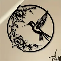 1pc Metal Hummingbird Flowers Wall Art Decor Metal Hummingbird Wall Sculpture Decoration Hanging Bedroom Bathroom Wall Decal for 2