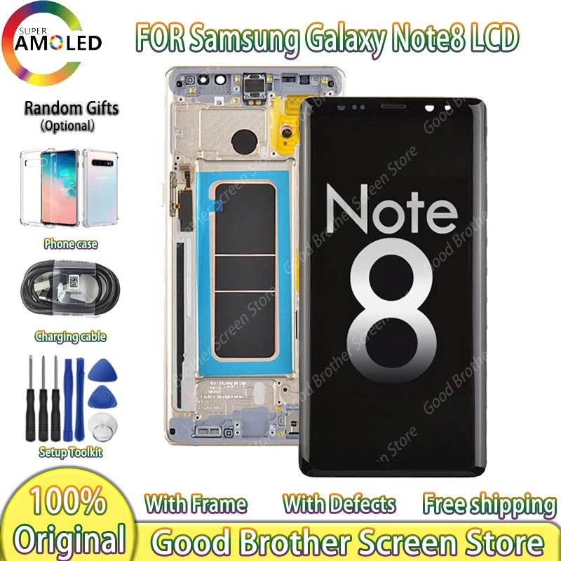 

Note8 Super AMOLED Display With Frame For Samsung Galaxy NOTE 8 N950 SM-N950U SM-N950F/DS LCD Touch Screen Digitizer Assembly