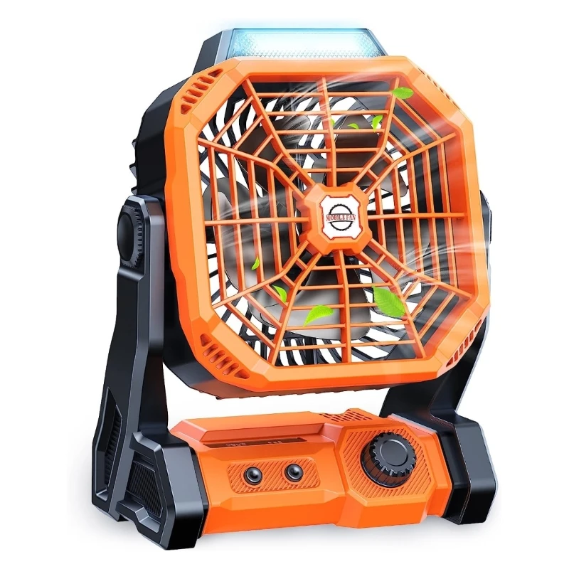 

D0AB Camping Fan Powerful Rechargeable Desk Fan with LED & Timers Outdoor Portable Fan for Camping Fishing, OutagesHurricane