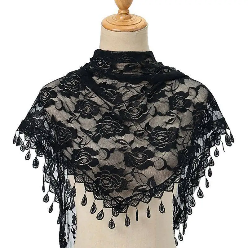 Elegant Black and White Lace Rose Veil for Women - Perfect for Western Weddings