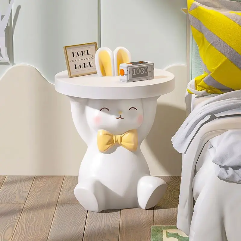 

Nordic style home decor furniture, cute rabbit animal statue table, low coffee table next to sofa, creative floor decoration