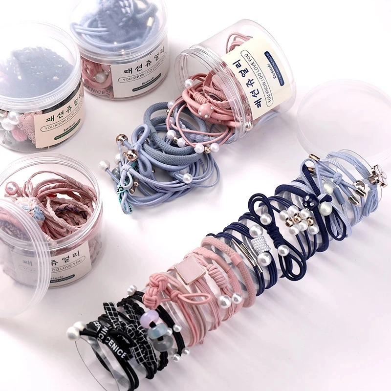 12 Teile/satz Neue Haar Ring Frauen Mädchen Elegante Blume Perlen Bogen Elastische Haar Bänder Bunten Gummiband Süße Kopf Seil ornamente – Detail 2