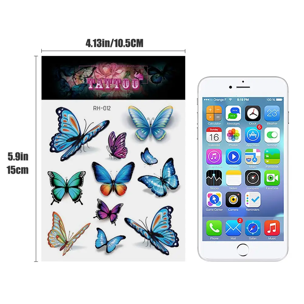 Schmetterling Tattoo Leesgel Schmetterling Glitter Tattoo Kinder, 260 Stile  (20 Kindertatoos Zum Aufkleben Auf Die Haut, image size:1001x1001