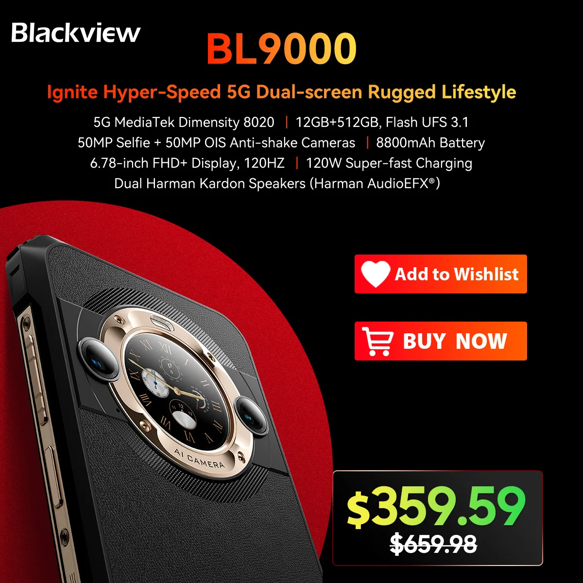 World Premiere] Blackview BL8000 5G Rugged Smartphone 6.78 2.4K FHD+ 120Hz  Display 24GB 512GB Mobile Phone 50MP 8800mAh 33W - AliExpress