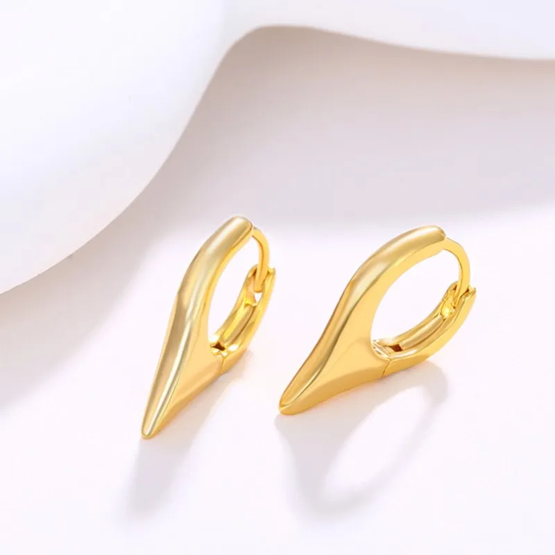 24K Gold Color Smooth Geometric Hoop Earrings for Women Irregular Huggies Jewelry Gift Pulseras Mujer