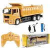 Rc Cars Dump Truck Vehicle Toys For Children Boys Xmas Birthday Gifts Yellow Color Transporter Engineering Model Beach Toys 1