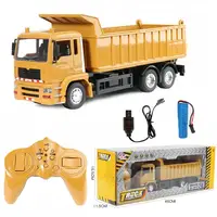 Rc Cars Dump Truck Vehicle Toys For Children Boys Xmas Birthday Gifts Yellow Color Transporter Engineering Model Beach Toys 1