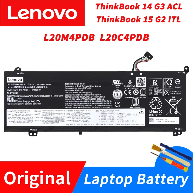 Lenovo Original Thinkbook 14 G3 Acl Thinkbook 15 G2 Itl L20M4Pdb L20C4Pdb Batteria Per Laptop