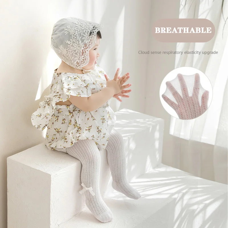 Newborn Baby Leggings Summer Girls Tights Ultra-Thin Hollowed Out Mesh Bow Princess Girls White Dance Pantyhose knit tights girls pantyhose children stockings