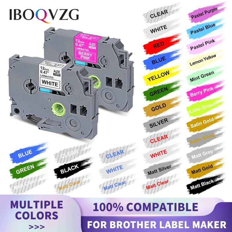 

IBOQVZG 12mm*8m Compatible For TZ-231 TZ231 tz231 TZe-131 231 TZe-221 Label Tape Brother Laminated Tape For Brother Label Maker