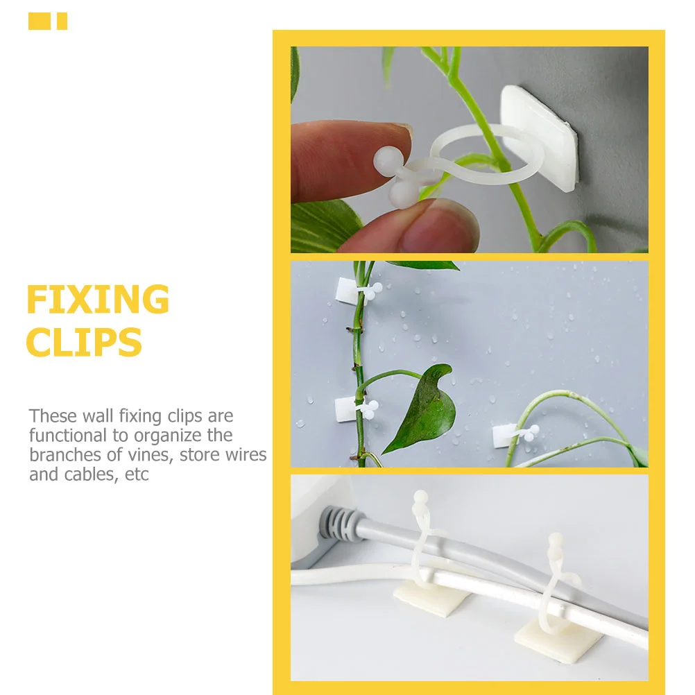 100 Pcs Plant Clips Wall Mount Holder Stick White Resin Climbing Support Indoor