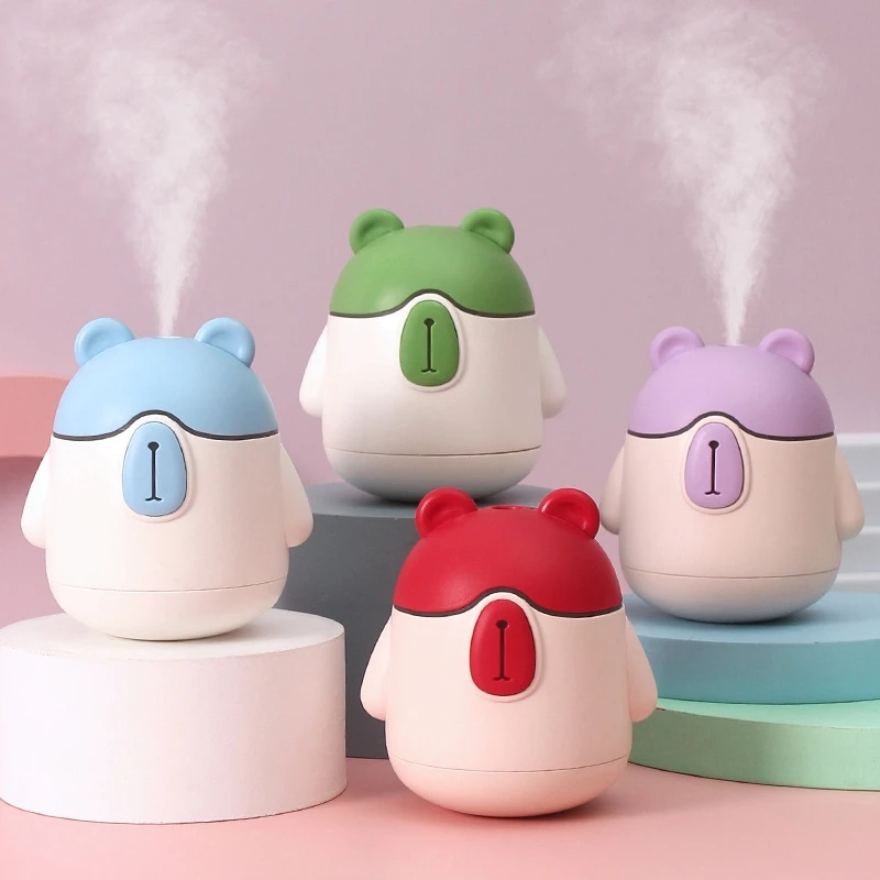Mini Cute Bear Humidifier USB Ultrasonic Nano Mist Sprayer LED Night Light Heavy Fog Water Replenisher Household Air Freshener
