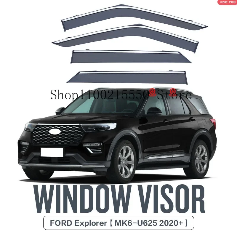 

For Ford Explorer 2011-2023 Door Visor Window Sun Rain Shield Silver Trips Eaves a set 4pcs car accessories accesorios para auto