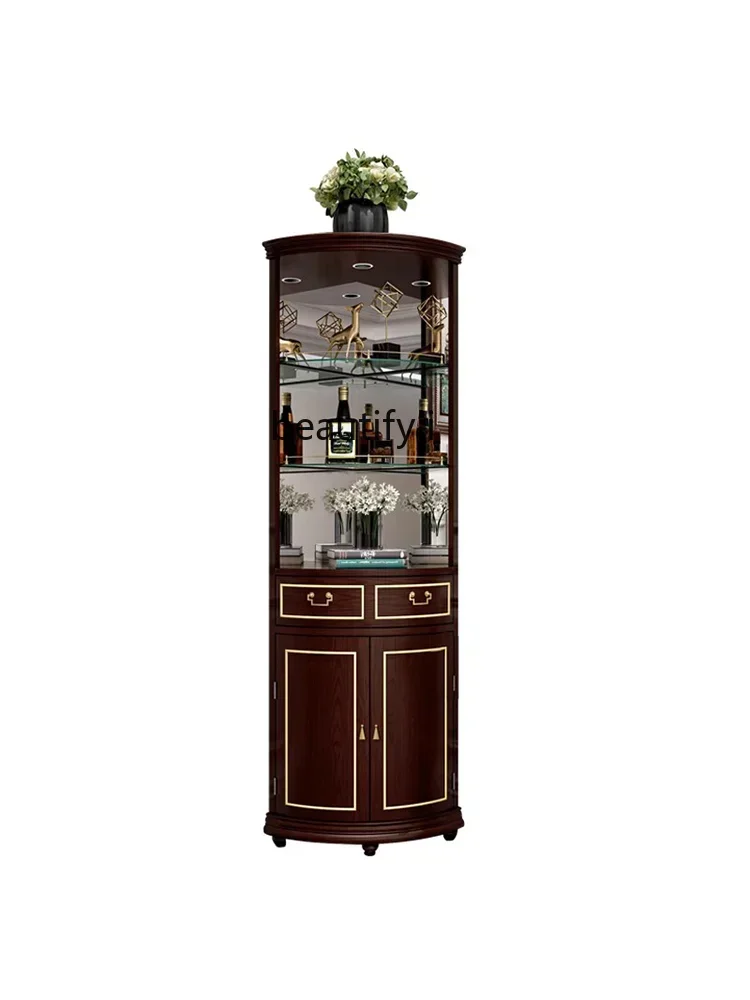 

American Light Luxury Corner Cabinet Corner Shelf Triangle Arc Glass Wine Cabinet