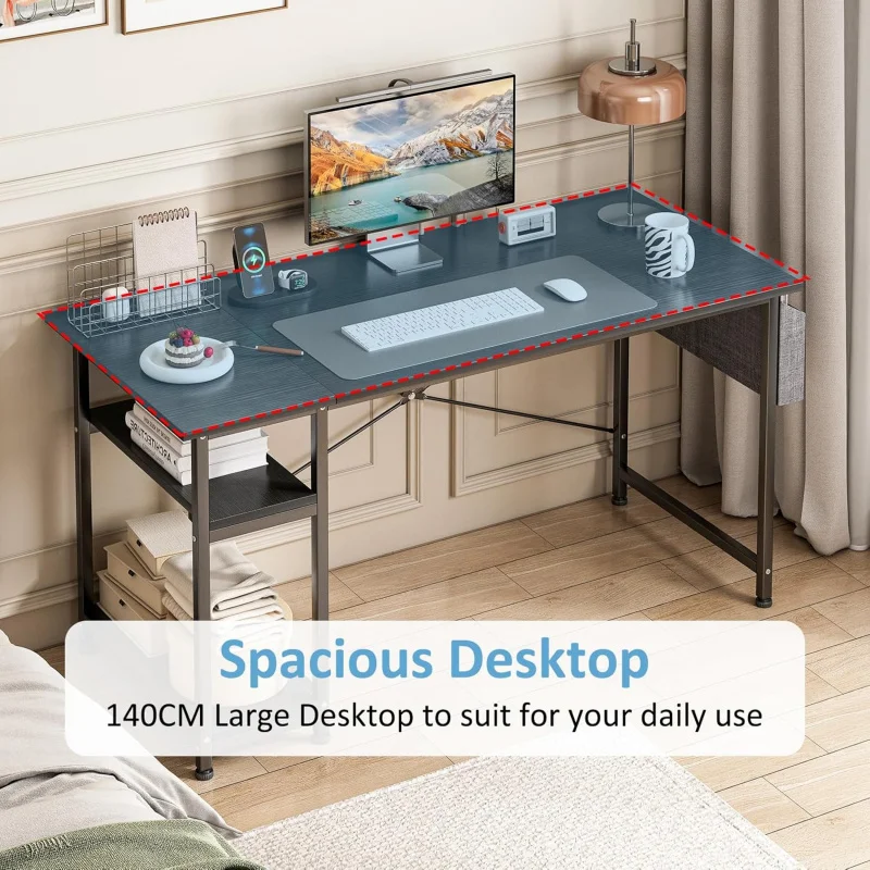 مكتب كمبيوتر للألعاب مع حقيبة تخزين ورفين وحامل وح...