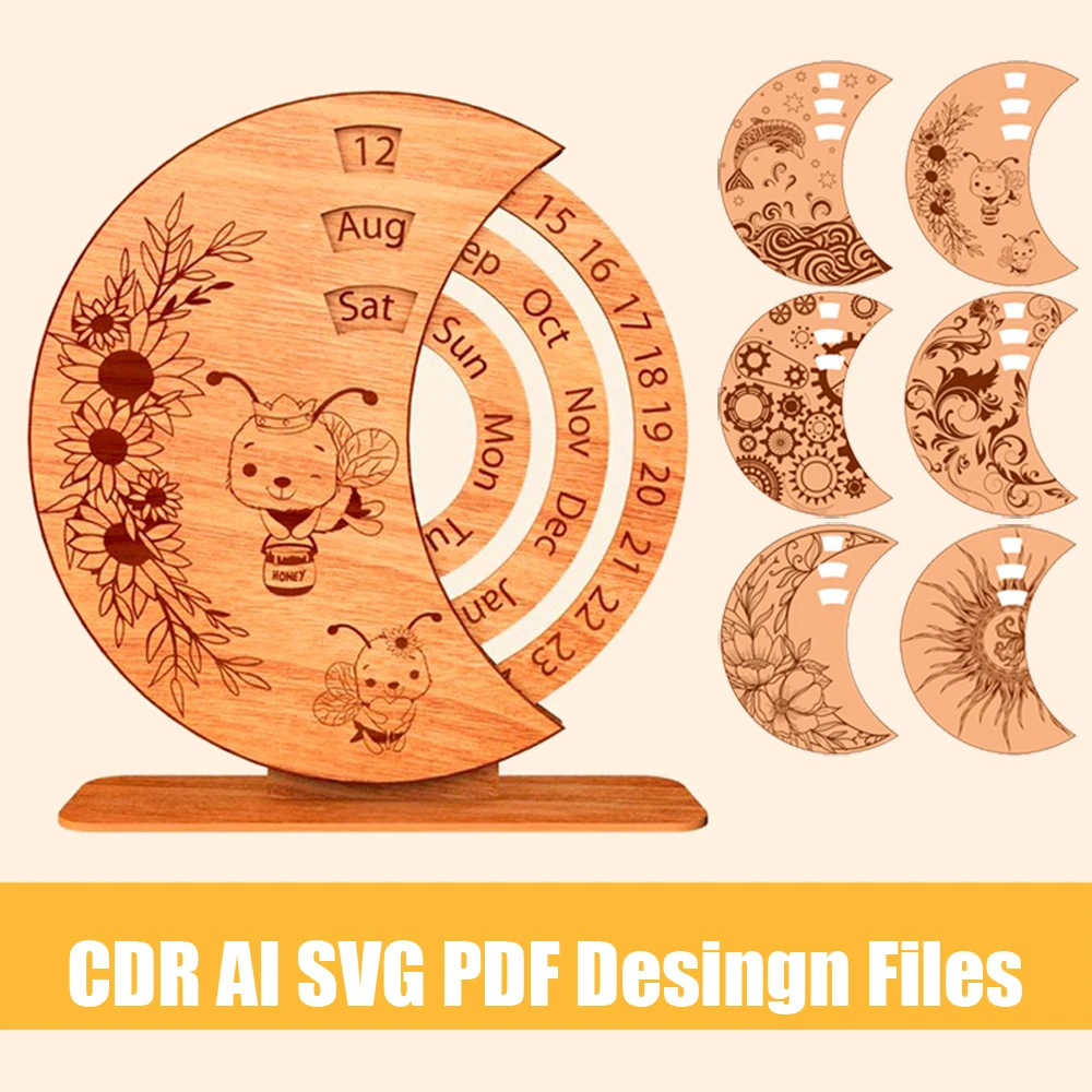 Perpetual Calendar Bee and Flower Décor Laser Cut Vector CDR AI SVG PDF Files for CNC Laser/Plasma Cutting Printing harbor freight woodworking bench Woodworking Machinery