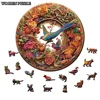 Wooden animal puzzle unique and mysterious circular bird puzzle for adults or children holiday gift interactive game wooden toys 2