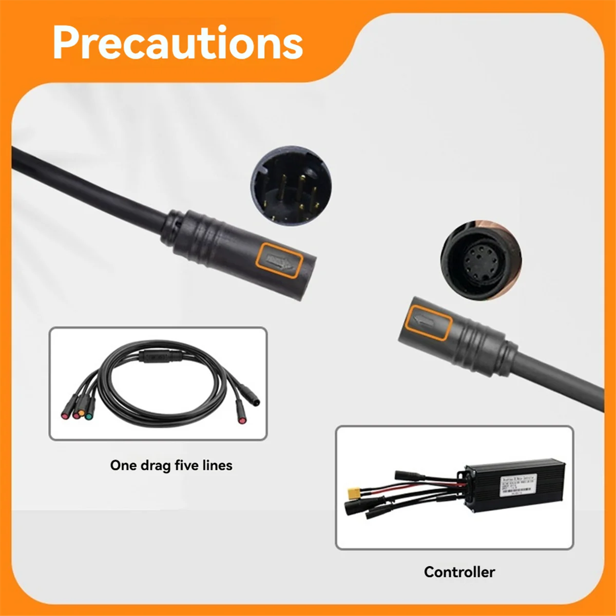 BAAU Electric Bicycle Cable 1TO5 Waterproof Cable Leads Wires for KT Controller Motor Throttle Brake Display