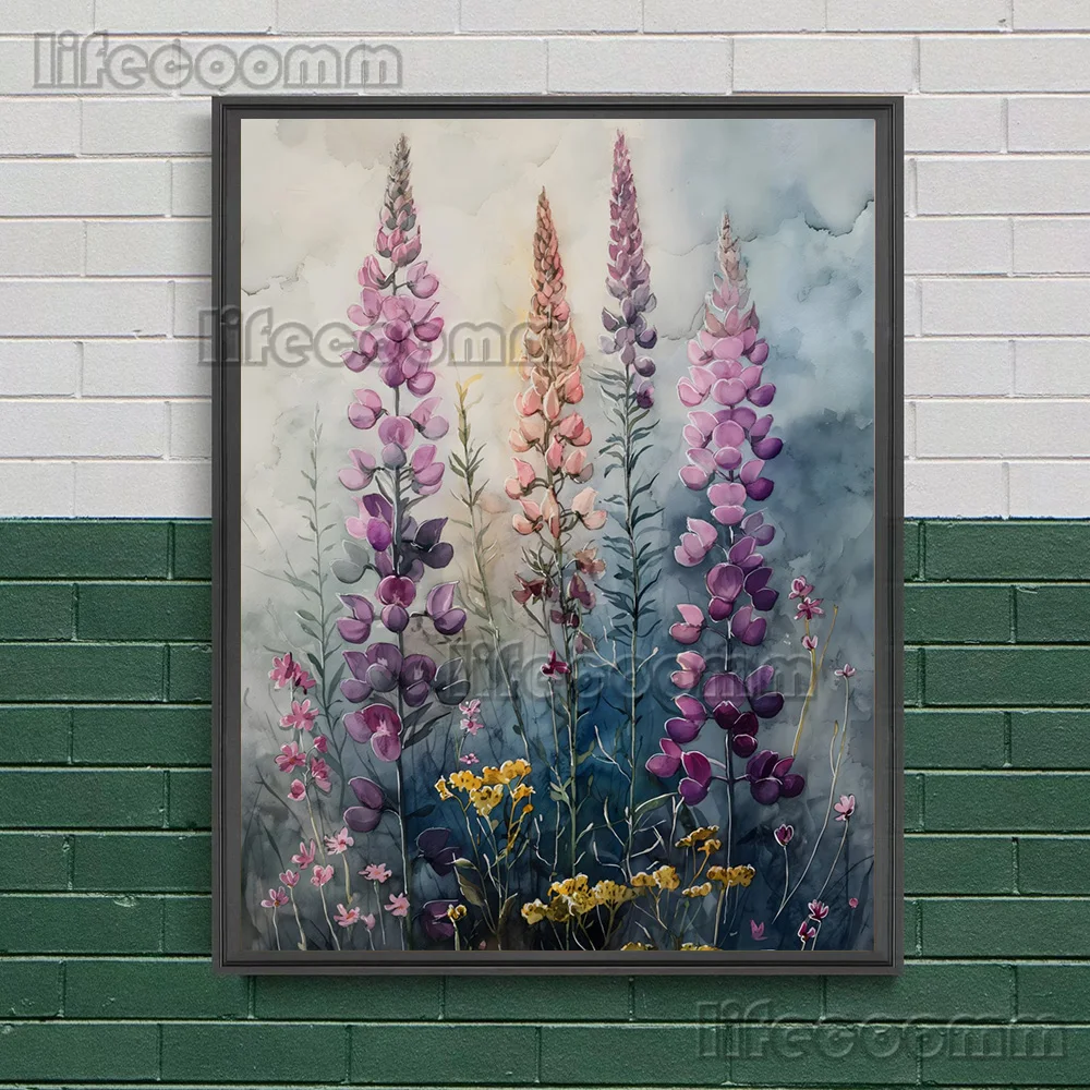 Muted Wildflower Wall Art: Moody Floral Canvas Painting