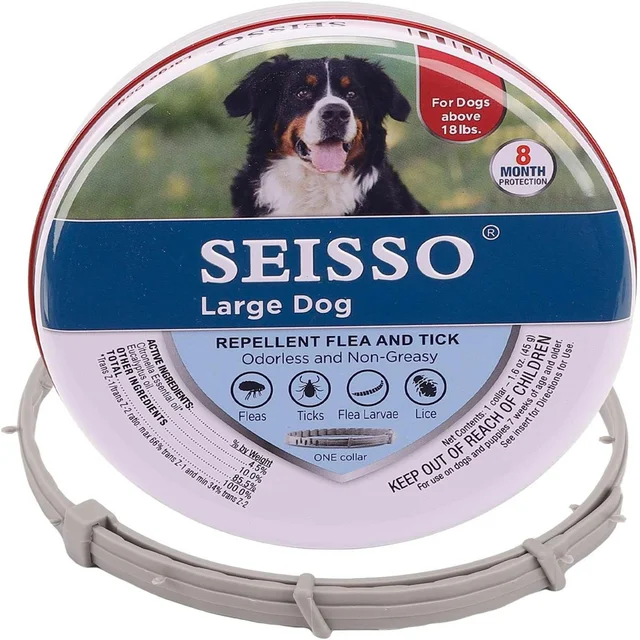 SEISSO Antiparasitic Collar for Dogs 8 Months of Protection Collar Protects Dogs and Cats from Fleas  Lice Mosquitoes Larvae 6