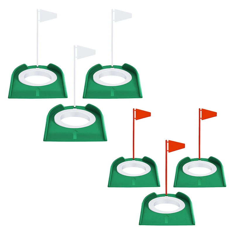 

3 Pcs Golf Putting Cup Golf Hole Training Aids Golf Accessories Supplies Golf Training Putters With Plastic Flag Green + White