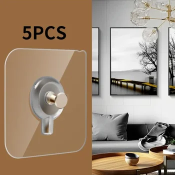 5PC/set PVC Strong Adhesive Nails Hook Wall Poster Decorative Paintings Seamless Waterproof Durable Kitchen Bathroom Hook Hanger 2