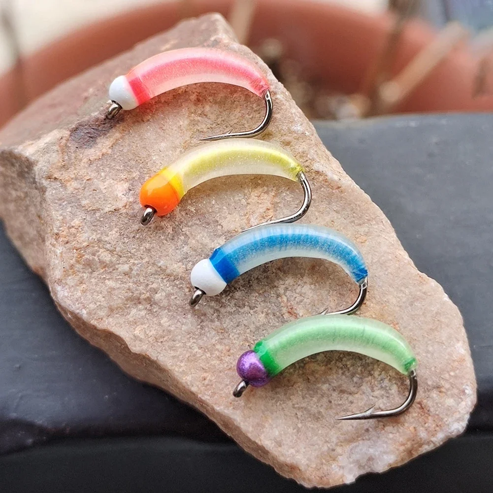 Luminous Tungsten Bead Head Nymph Scud Bug Worm Fly Barbed Caddis Larvae Insect Baits Fast Sinking Fishing Accessories