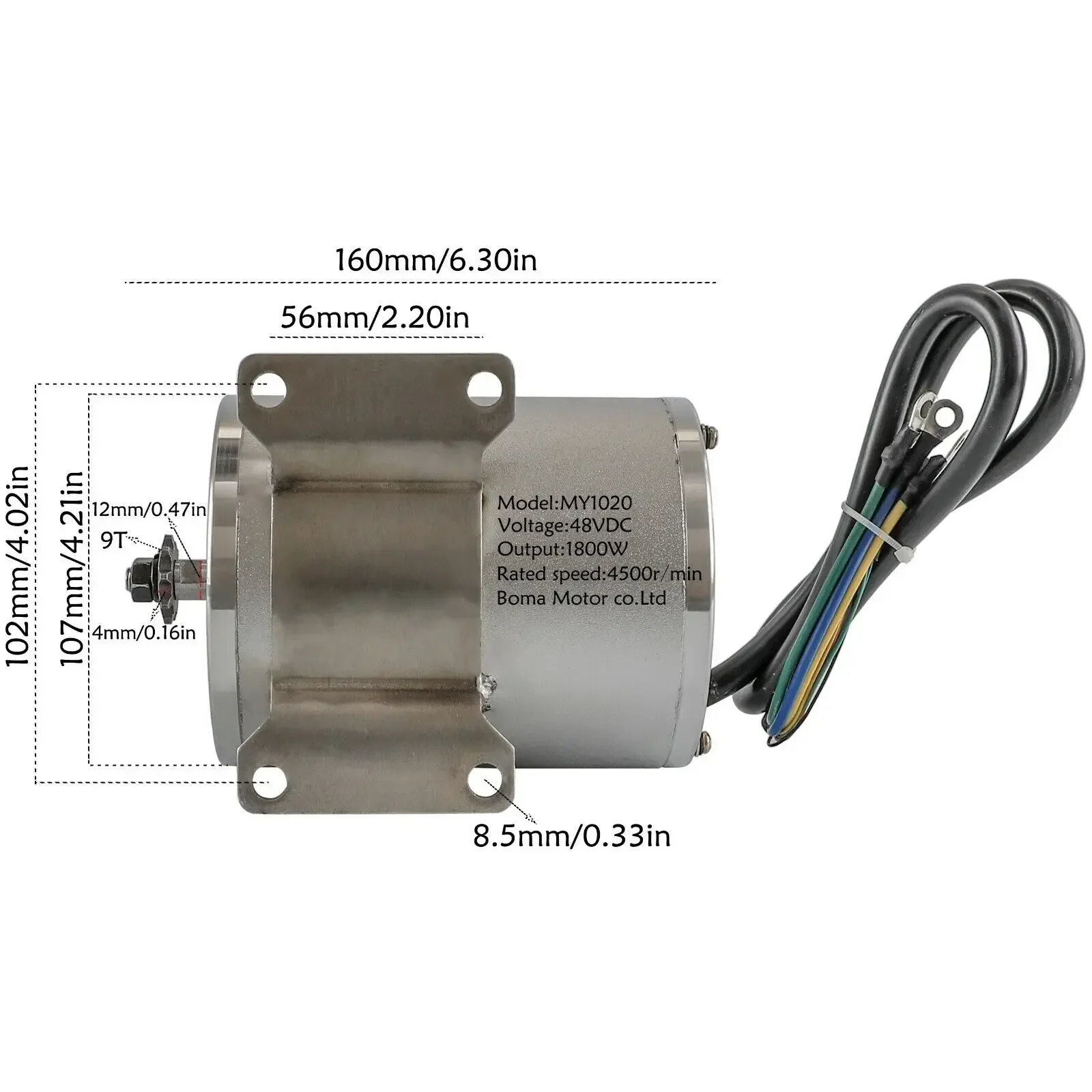 48V 1800W Electric Brushless Motor MY1020 with Sprocket Kit Compatible with Go Karts Scooters Pocket Motorcycles