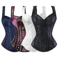 Avec tasse haut Vintage Steampunk Corset avec bretelles surbuste fermeture éclair bretelles latérales surbuste Corset taille formateur Bustier grande taille 1