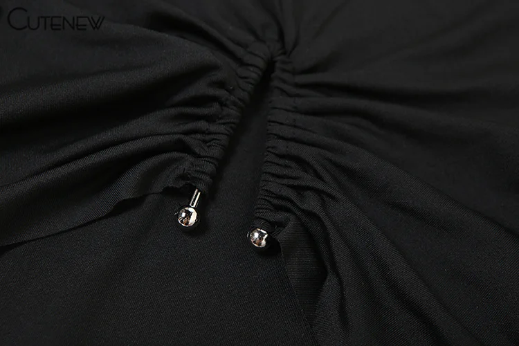 Fashion Matching 2 Piece Women High Street O-neck Full Sleeve Shirring Tees+Split Long Skirts Female Popular Club Sets